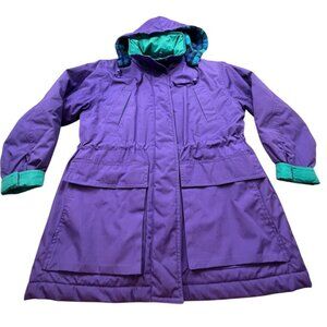 Vintage Pinnacle Coat Women Medium Purple Parka Winter Jacket 80s Ski Plaid